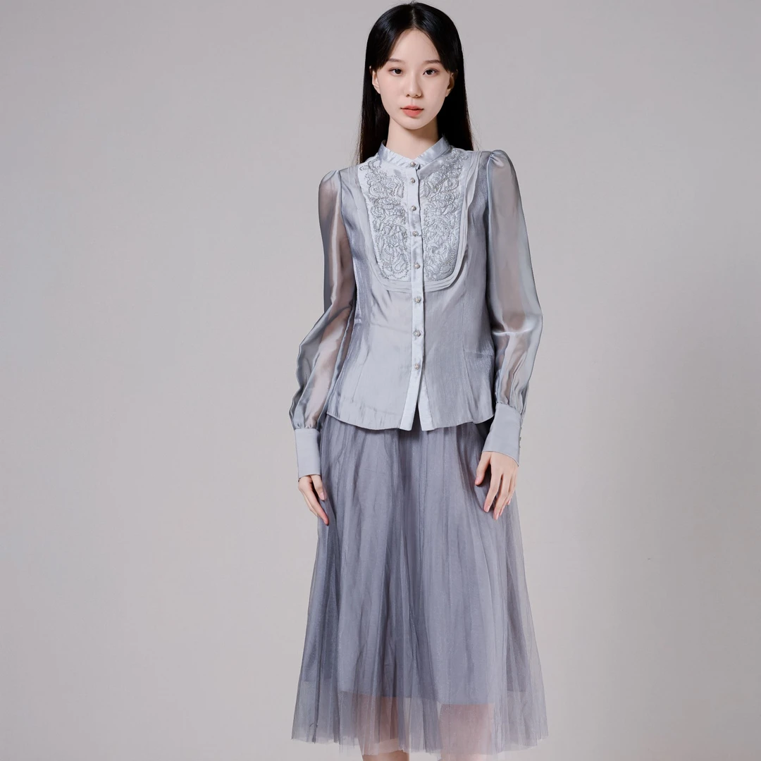 G·JAMEI 2024春季网纱裙新款半身裙DFCQ6924时尚女装半身裙日常
