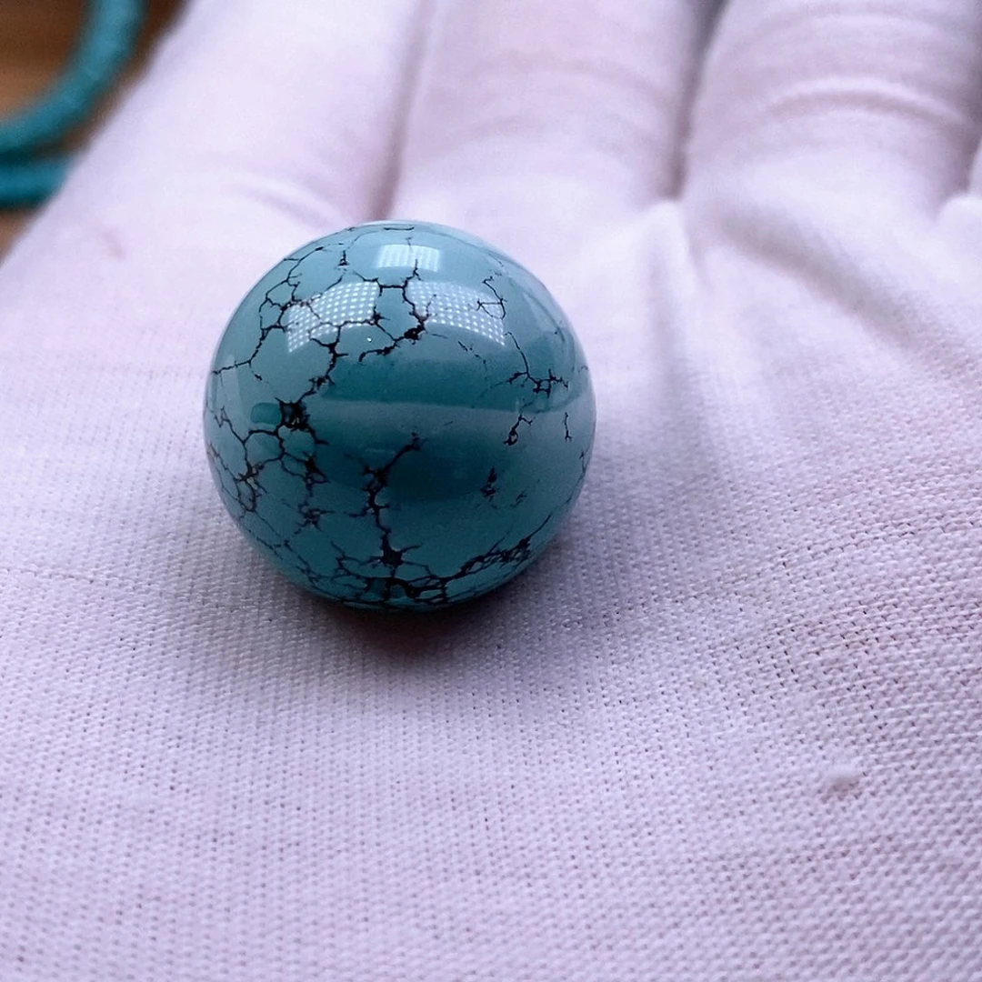 绿松石颈饰未镶嵌水波纹圆珠19.5mm