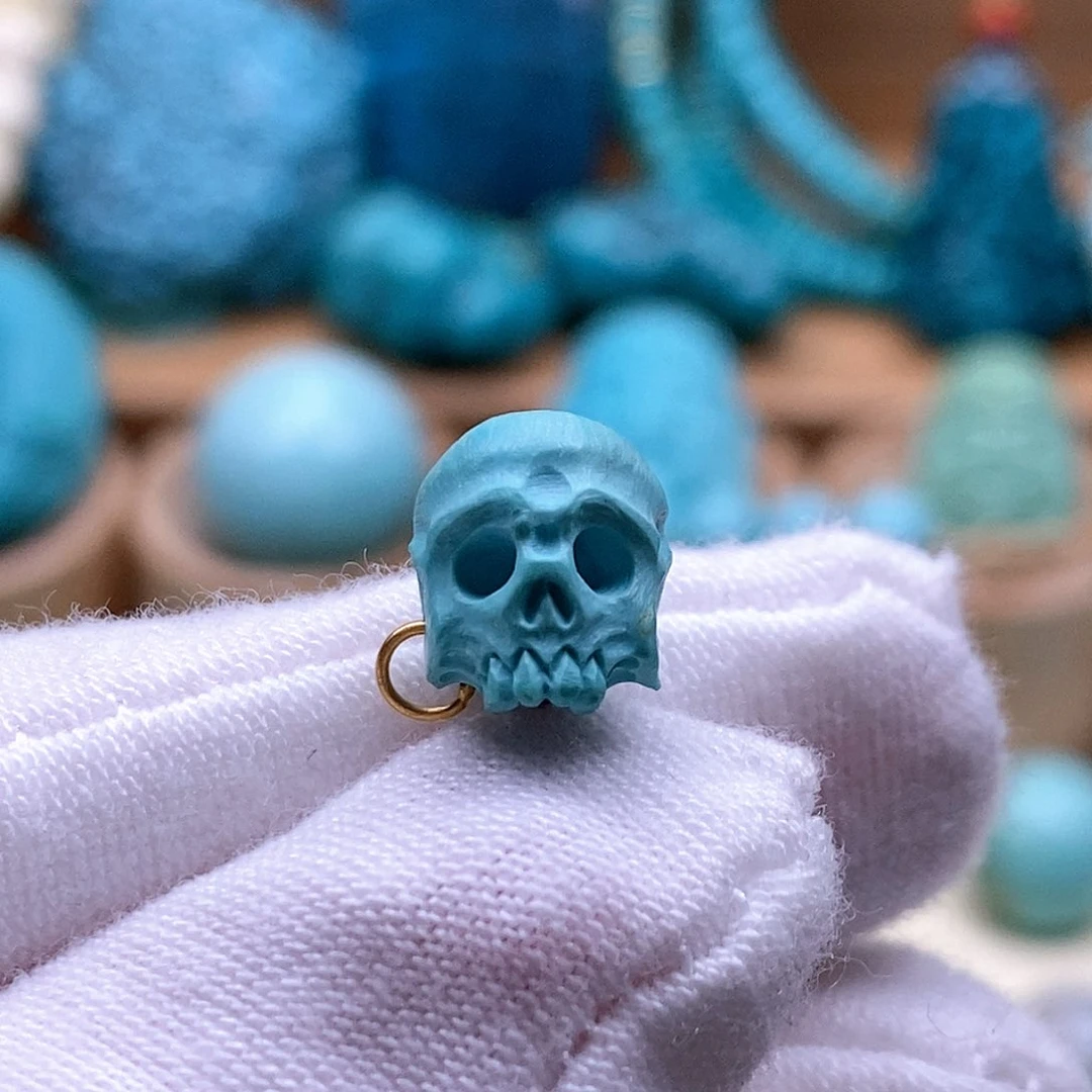 绿松石颈饰未镶嵌玉化瓷釉精工恶灵