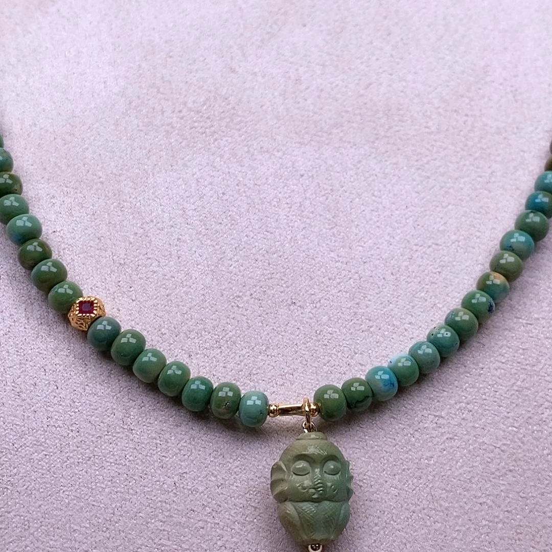 绿松石颈饰未镶嵌玉化瓷釉特色锁骨