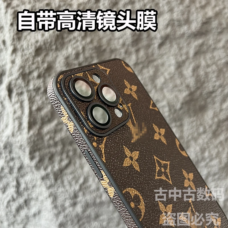 带镜头膜适用苹果17promax手机壳iphone16奢华15老花14皮质13潮12