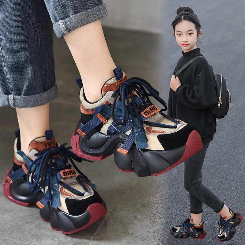 女童鞋子2025春秋儿童运动鞋中大童软底爆款老爹鞋女孩时尚单鞋