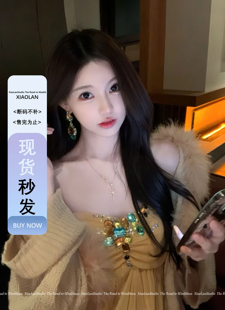 小岚同学【黄鸢尾】【不可机洗】【原创】法式显瘦连衣裙温柔仙女裙