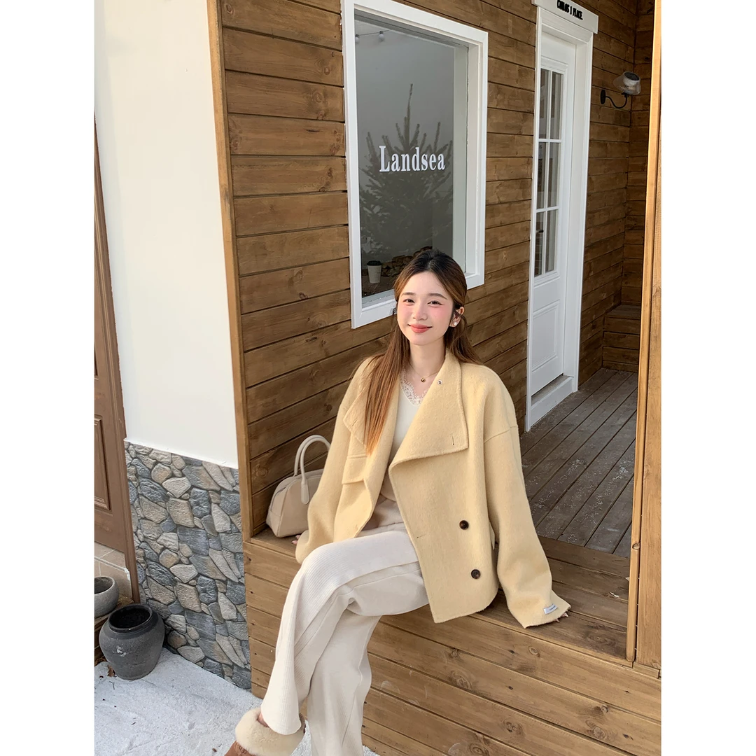 【现货】陳文文【极光之恋】冬季立领显白毛呢外套女保暖大衣3MN381