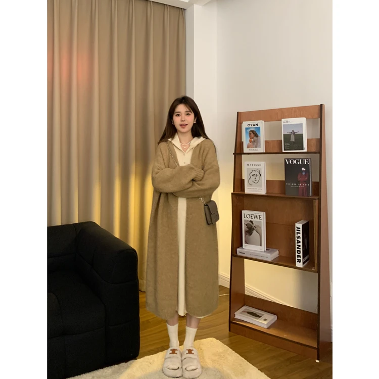 小文没烦恼【枫叶降临】冬季 加厚 毛织中长款毛织开衫39233MZS4193