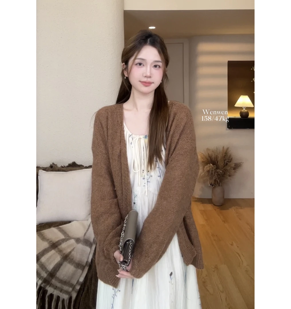 【现货】陳文文【秋月暮色】长袖毛织开衫女显瘦温柔风外套3MZS4999