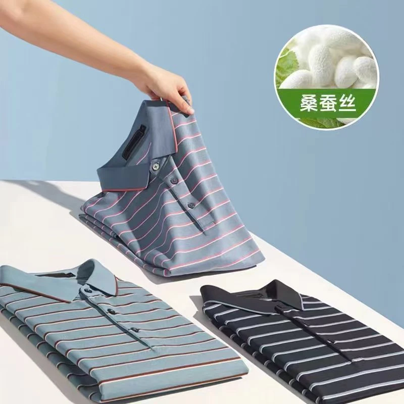 【金标桑蚕丝】男士透气短袖T恤2025夏季新款商务休闲polo衫1-150