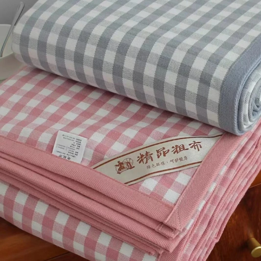 精梳纯棉加厚加密老粗布凉席三件套透气吸汗抗静电