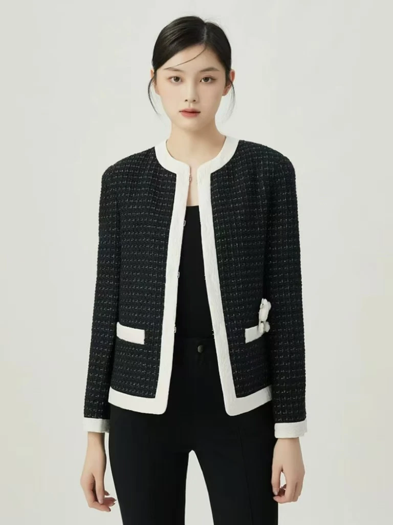 哥家名媛气质小香风外套 少胸针