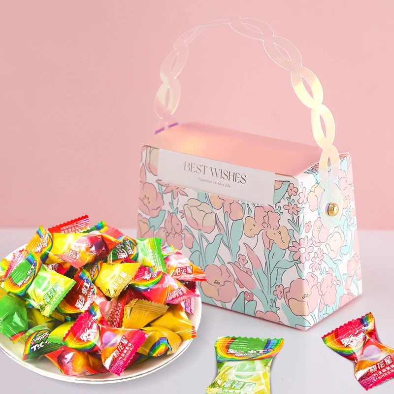 彩虹糖福星啵啵气泡糖手提礼盒15粒婚庆喜糖硬糖小时候怀旧零食