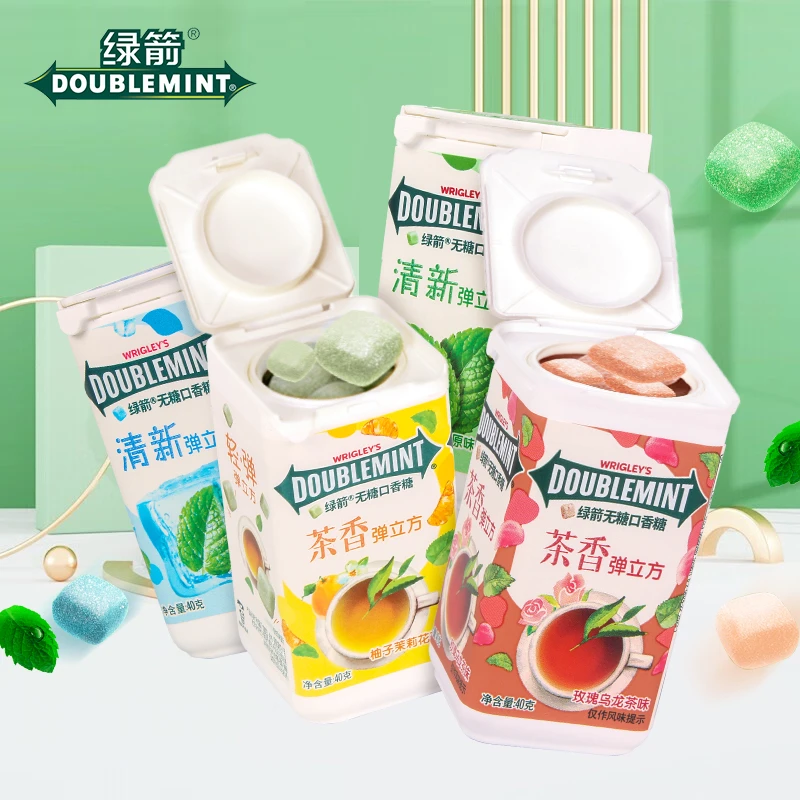 绿箭弹立方口香糖原味薄荷40g清新口气清凉糖果小时候怀旧零食MS