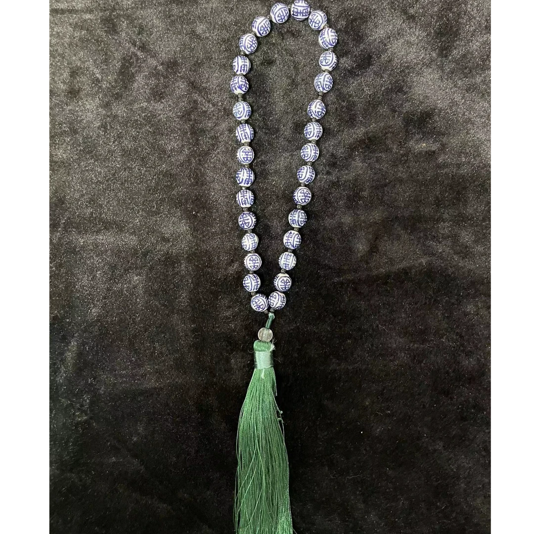 非金属陶瓷手链 青花瓷纯手工绘画福寿手持