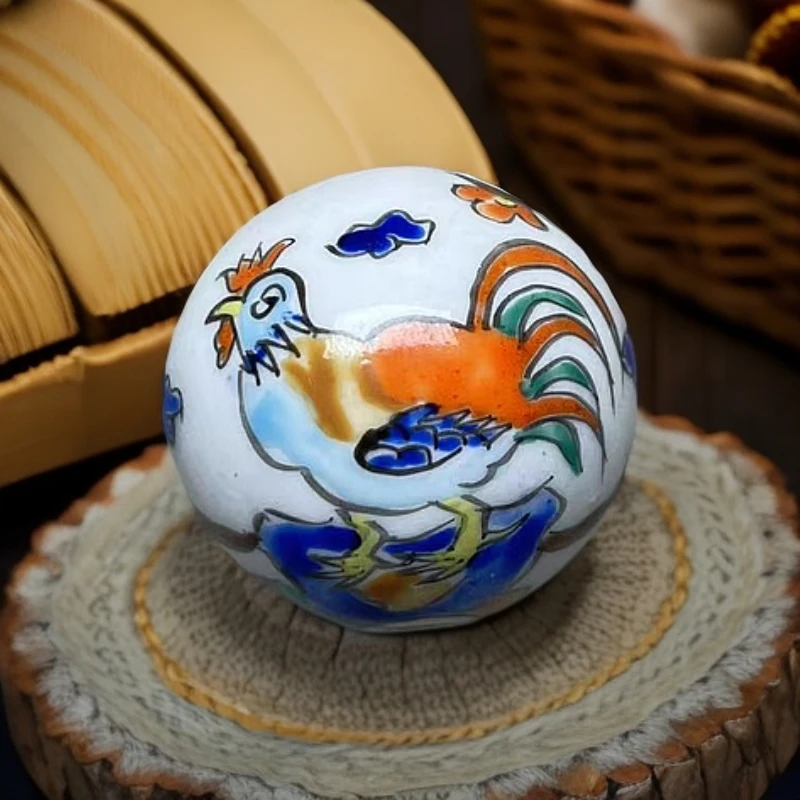 非金属陶瓷吊坠 粉彩手工手绘描金瓷器单珠