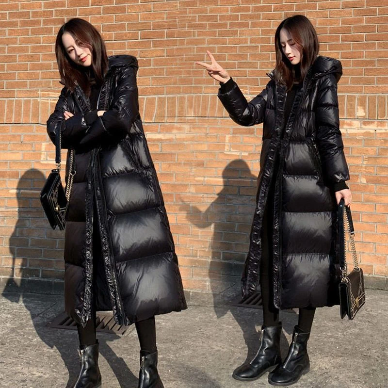 【加长加厚】棉衣女新款冬季加款过膝棉服女连帽加厚修身棉