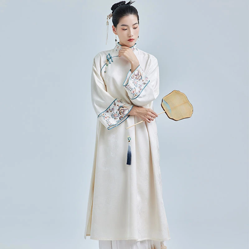 陌遇春秋新款中国风复古改良刺绣优雅旗袍新中式连衣裙M236335