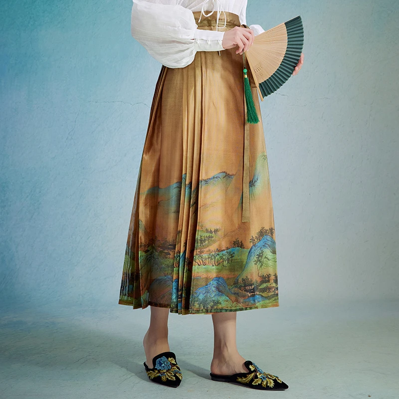 陌遇春夏中国风原创日常汉元素印花马面裙复古女装半身裙M236529