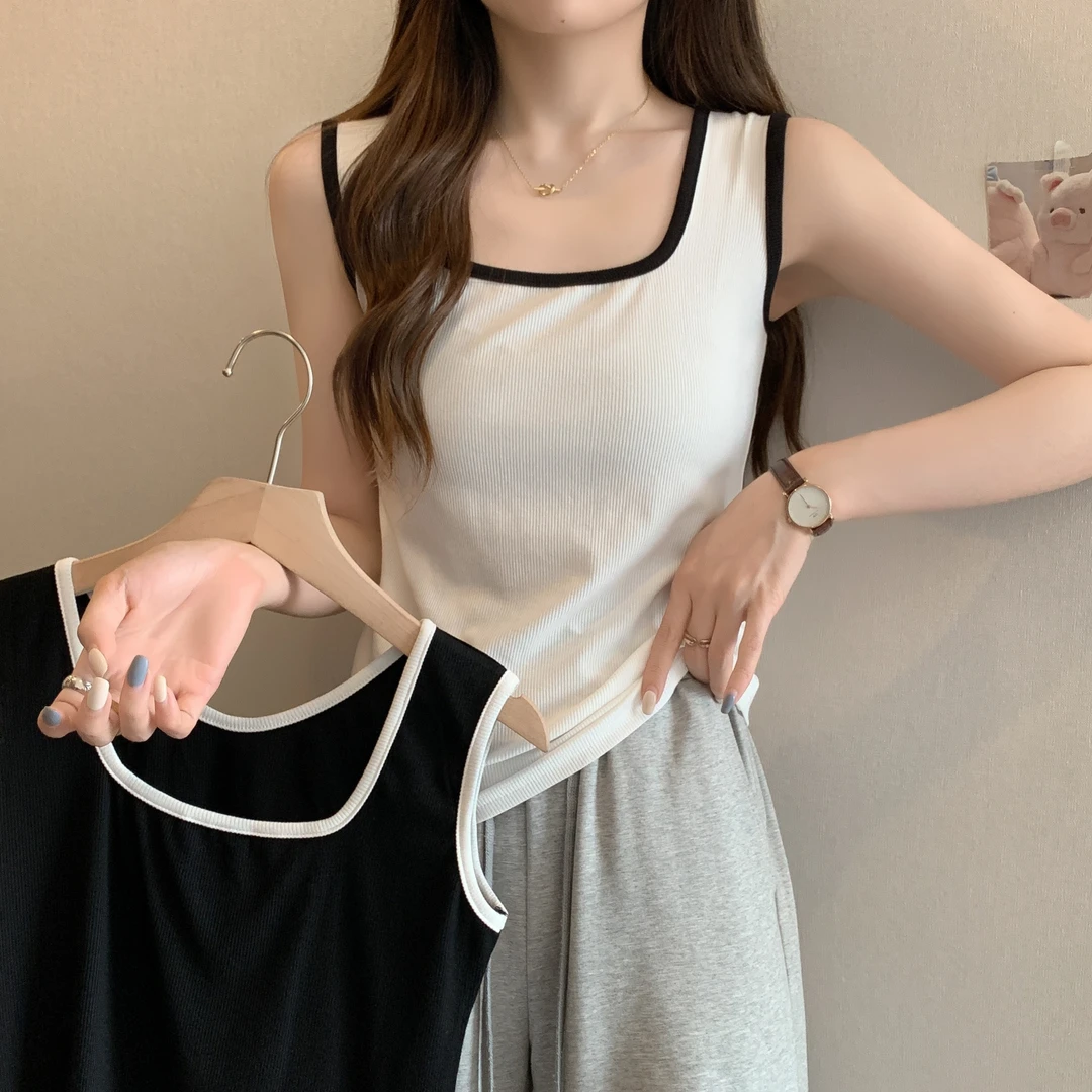 80-200斤方领大码吊带背心女外穿宽松显瘦遮肚胖mm内搭无袖打底衫