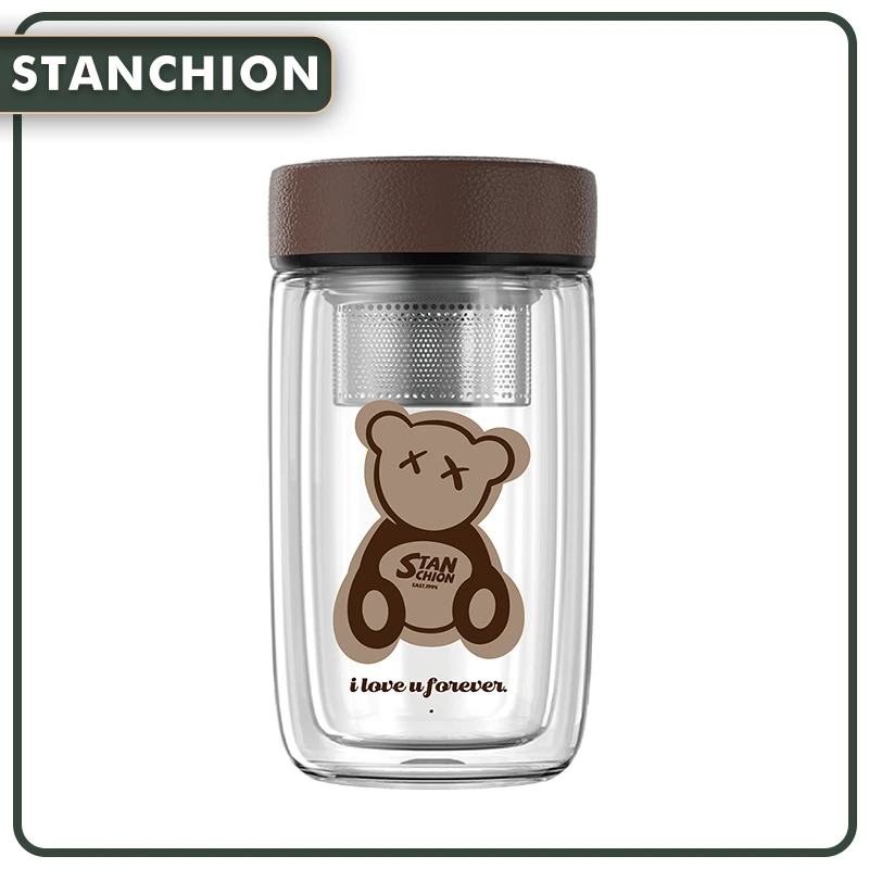 STANCHION双层玻璃杯女士茶杯个人专用办公室玻璃水杯男生泡茶杯