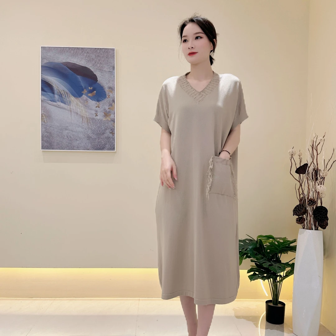 JS  106  原创设计欧美时尚风格V领夏季连衣裙
