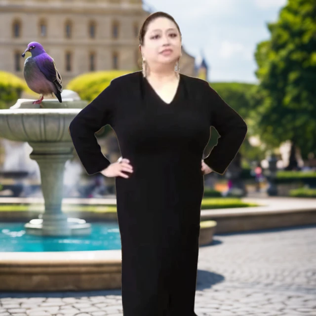 NS60H2301【上新品】新款V领时尚黑色欧版弹力显瘦连衣裙高端性感