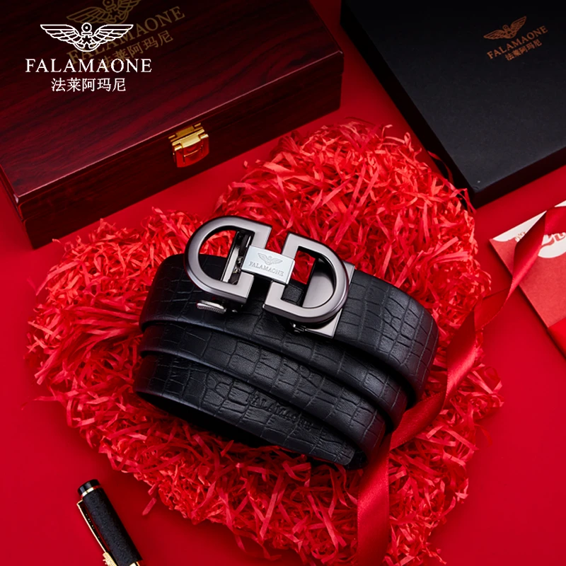 【专柜正品】法莱阿玛尼男士真皮皮带礼物男款高档品牌百搭礼盒装