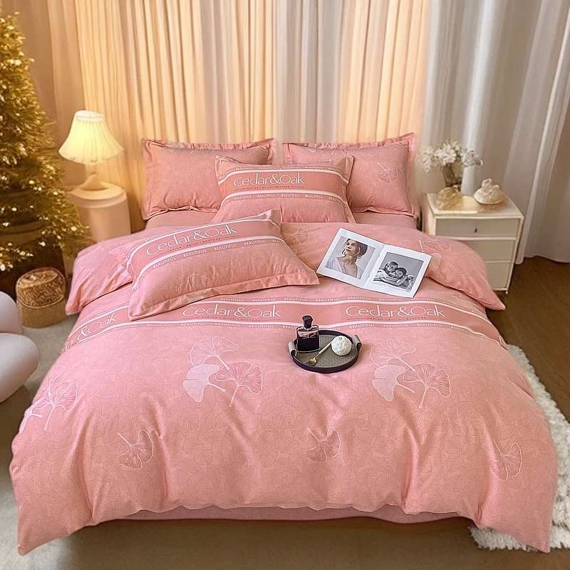 2024新款时尚磨毛四件套轻奢简约双面加厚印花