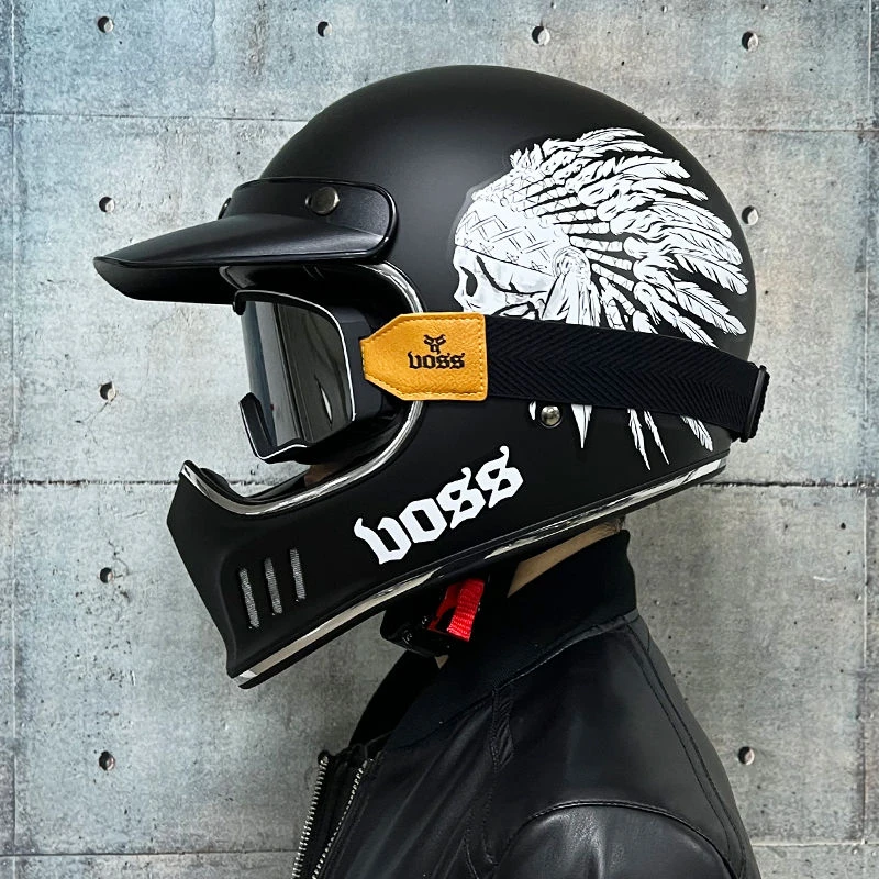 VOSS复古头盔男女全盔头灰漫步者哈雷巡航四季轻便式夏季电动车帽
