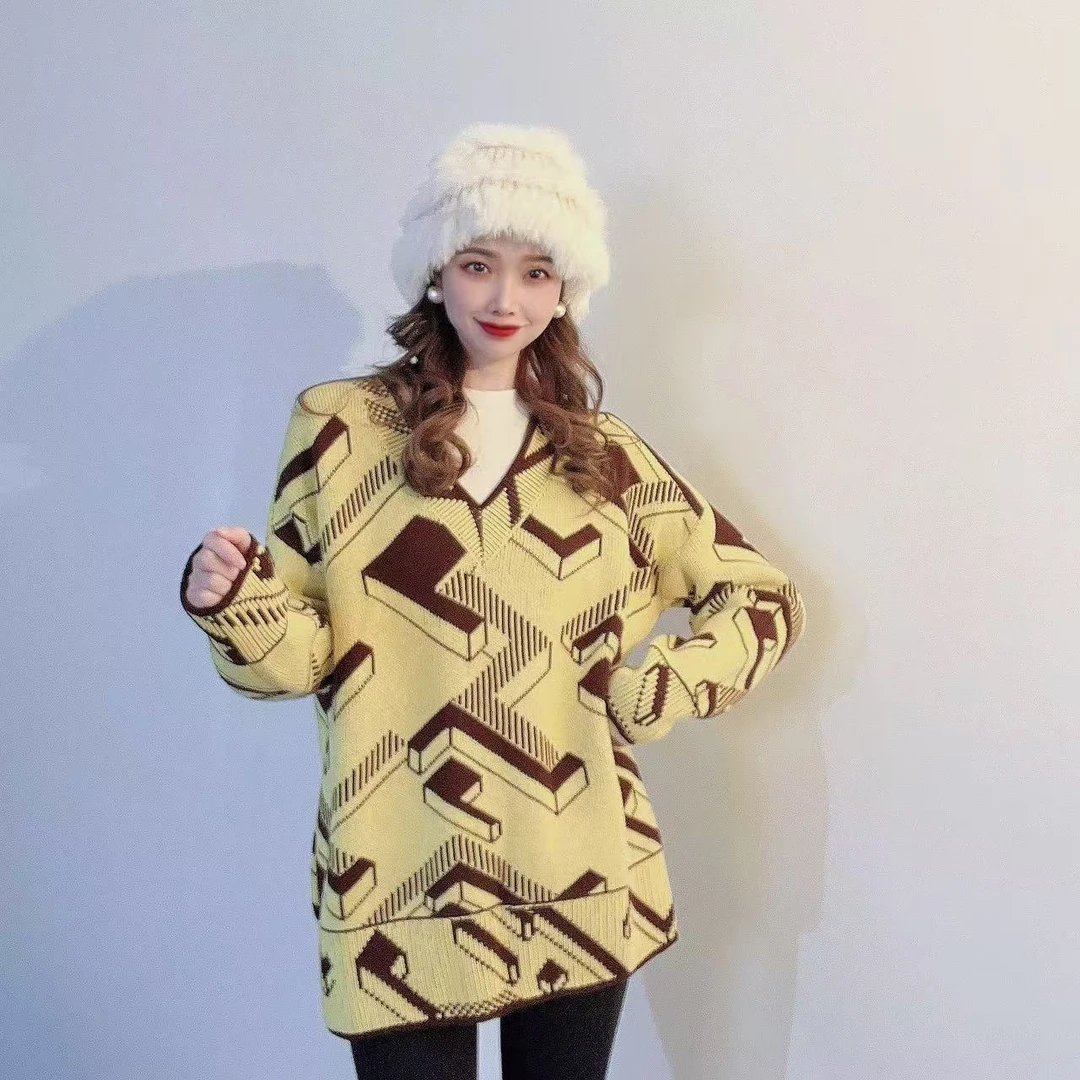 GIRDEAR/哥弟精品时髦阔型休闲百搭V领百搭显瘦毛衣1399599