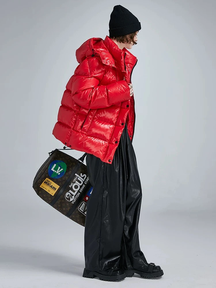 可拆卸帽&亮面加厚羽绒服女2024新款冬季中长款情侣高端东北超厚