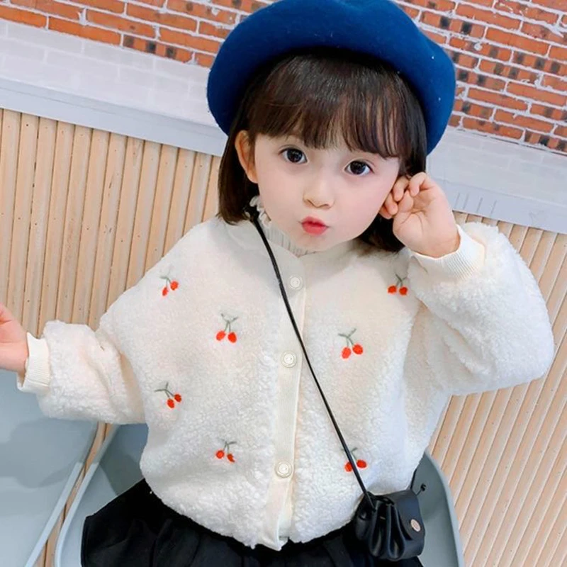 儿童加绒加厚外套棉袄女童宝宝秋冬季装洋气保暖羊羔绒泰迪绒上衣