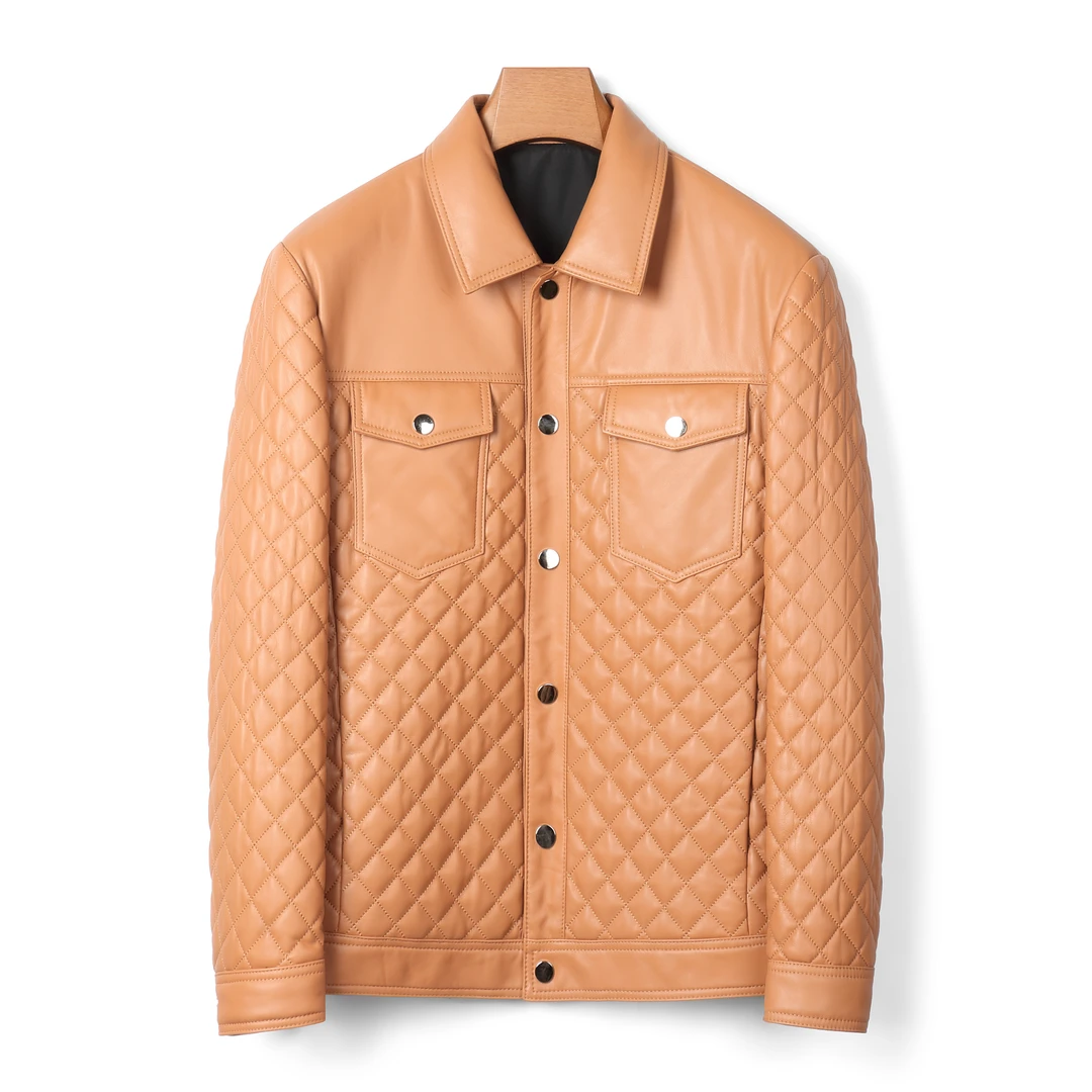 2024秋季新款男士真皮羊皮翻领加棉【刺绣牛仔夹克外套】