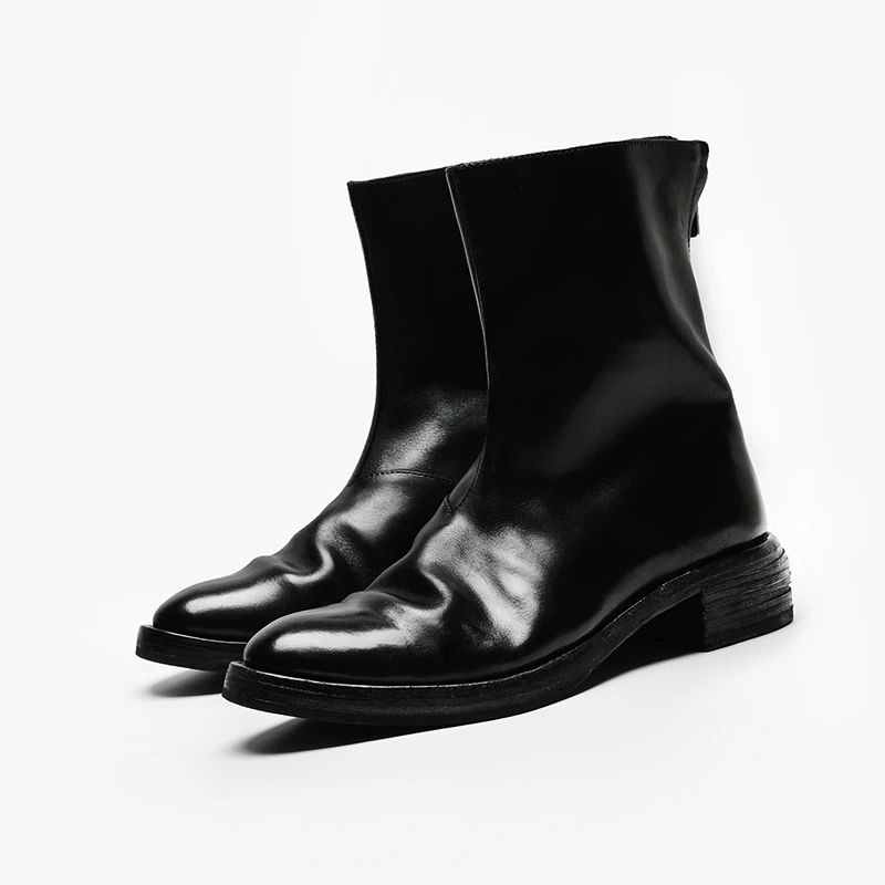 【kuurcce】水洗马皮切尔西靴冬季新款通勤百搭美式西部短靴女靴