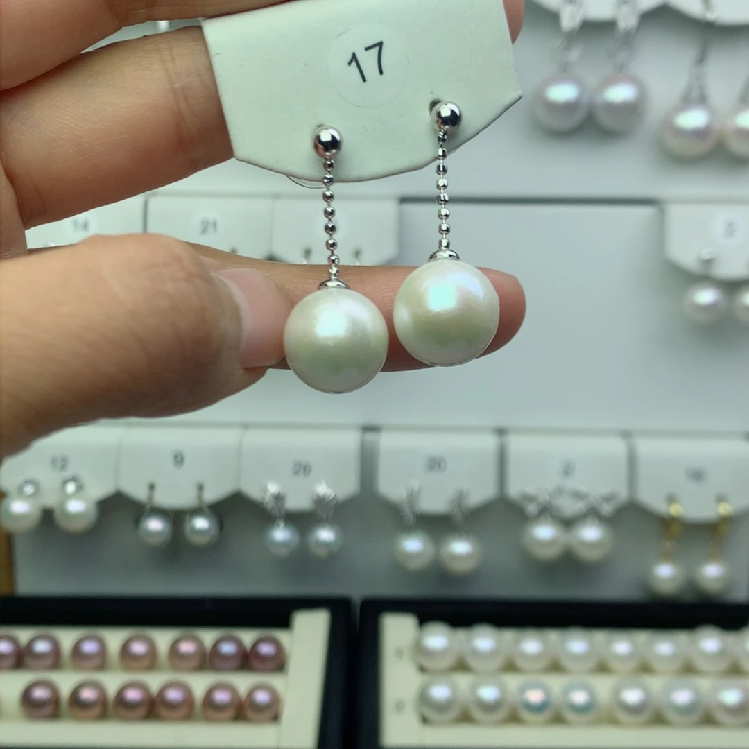 淡水珍珠耳饰银S925镶嵌雪*8051
