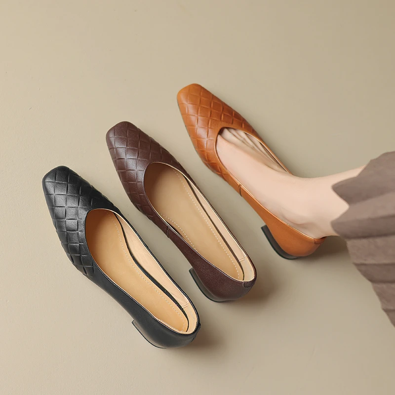 羊皮 2.5CM 2024新款法式复古经典百搭软底低跟气质方头浅口单鞋