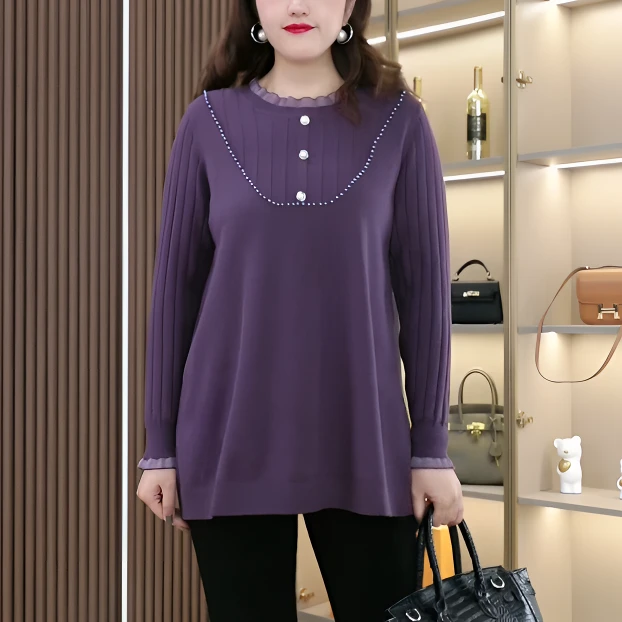 秋冬季新款大码女装保暖长袖显瘦洋气时尚气质宽松遮肚QD347