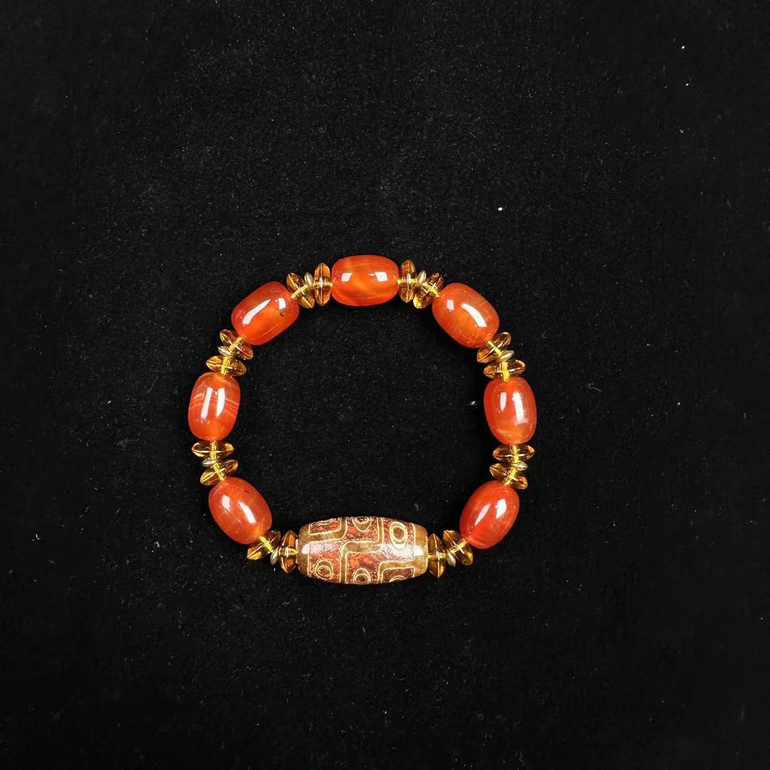 非金属珐琅手链 <米多缘>ZC红冰料器九眼手串（颜色微差纹路随机）