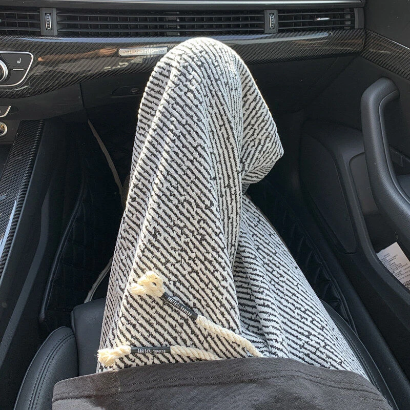 美式小香风斜条纹美式潮流卫裤男女重磅直筒垂感慵懒风阔腿裤子潮