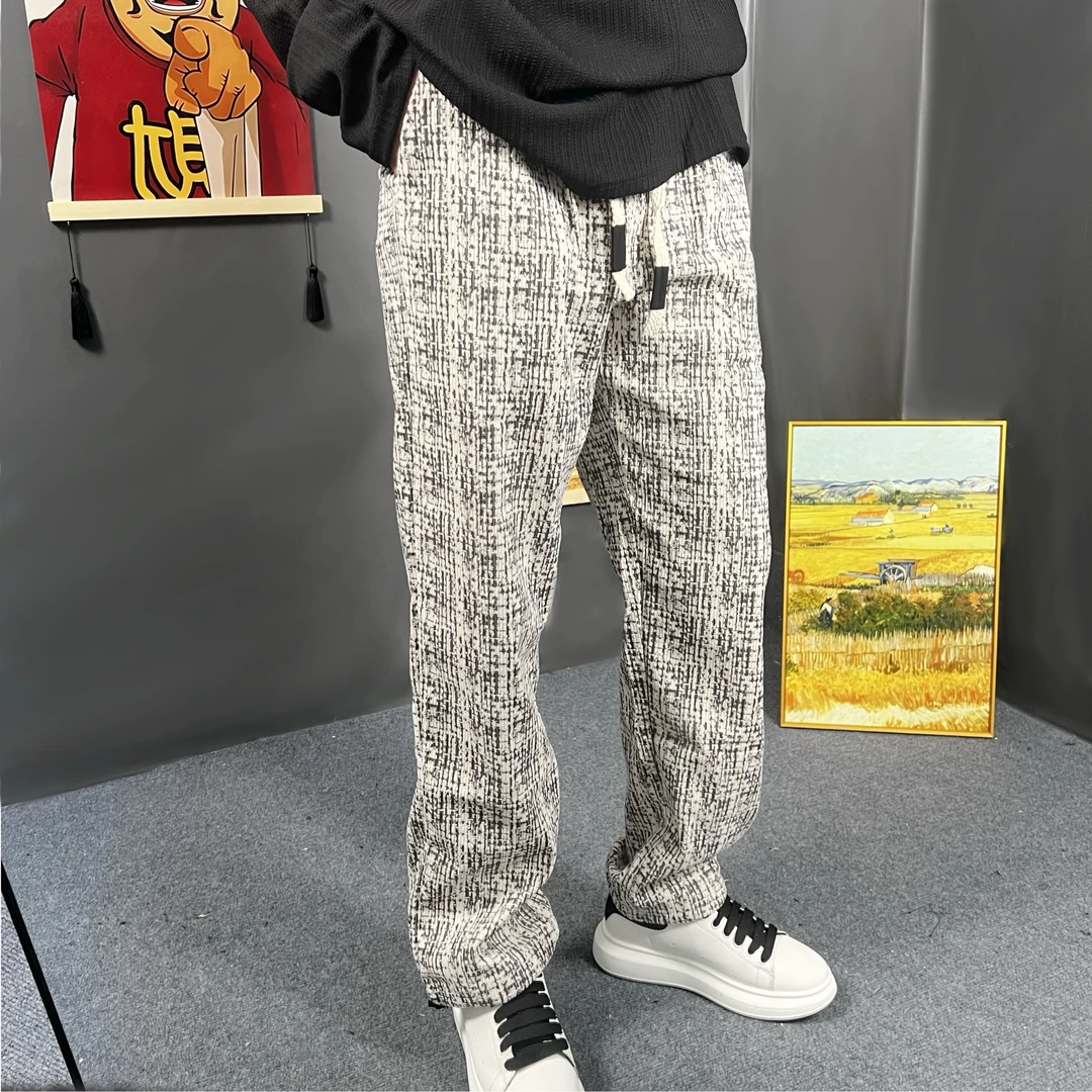 右刹 美式hiphop扎染欧美春秋冬青少年阔腿休闲宽松慵懒风直筒裤