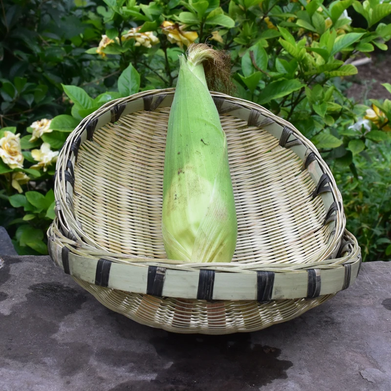 精品套装圆筲箕22和25厘米编沥水篮果盘圆形筲箕作洗菜沥水装