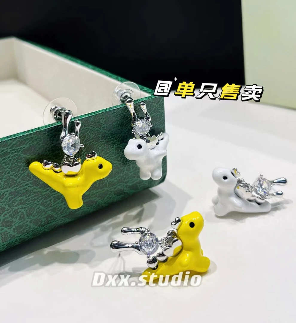 铜合金锆石耳饰 DXX小晰饰品-新品-【可爱小恐龙】单只耳饰40672