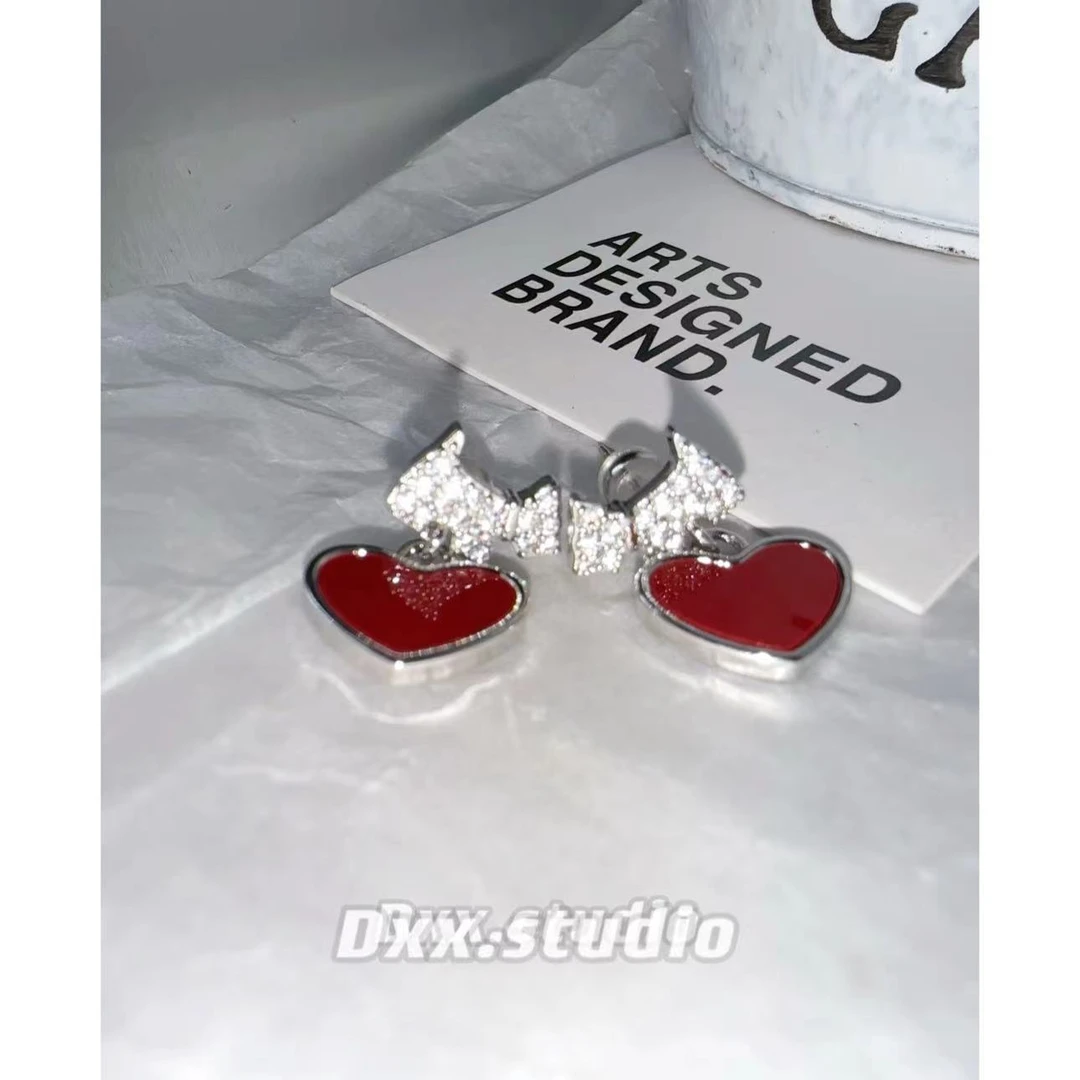 铜合金锆石耳饰 DXX小晰饰品-新品-【红色爱心】耳饰40675
