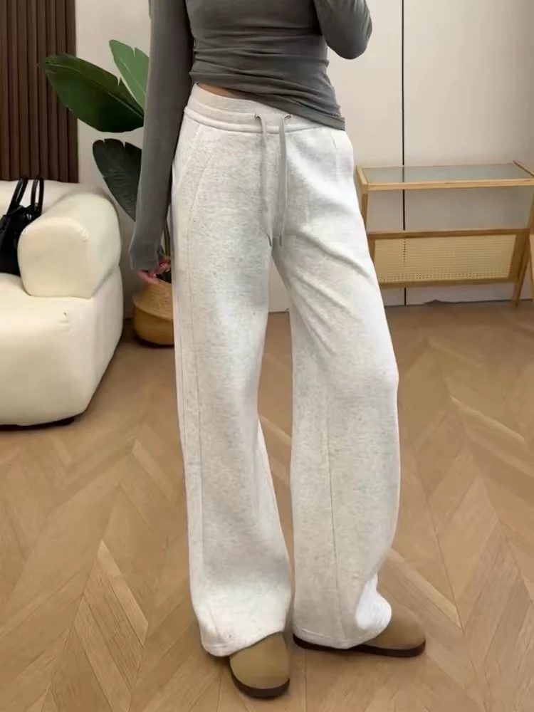 2024-M80126 高腰加绒加厚显瘦宽松针百搭时尚运动织阔腿裤