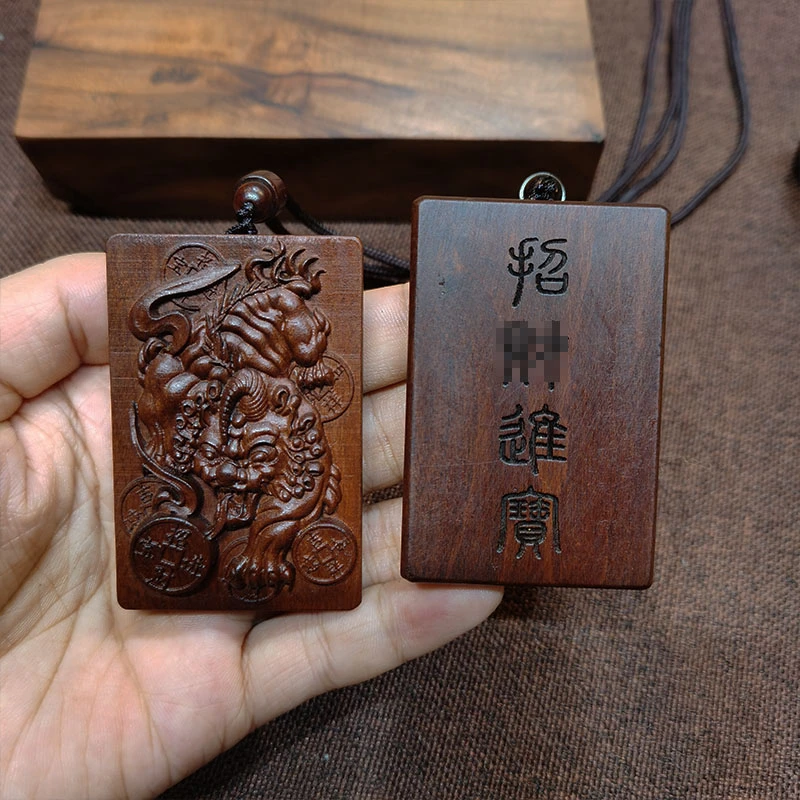道用品雷击枣木貔貅吊坠挂件项链男女饰品古风摆件木雕手把件