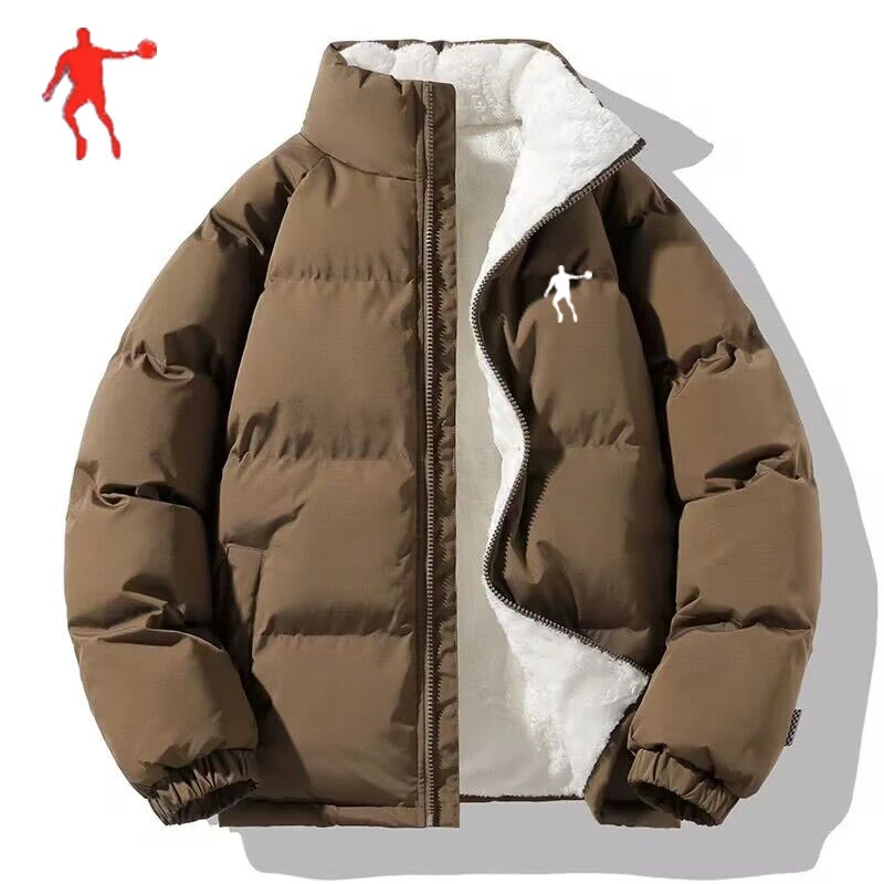 乔丹格兰棉服男士冬季立领保暖加绒大码棉衣运动休闲潮流情侣外套