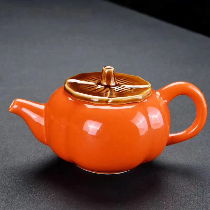 功夫茶具创意柿柿如意茶具单把茶壶陶瓷简约泡茶器