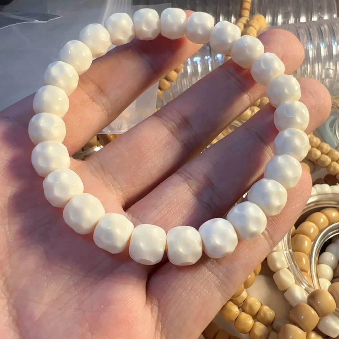 凤眼菩提手串白玉菩提9x8 陨石坑无相单圈
