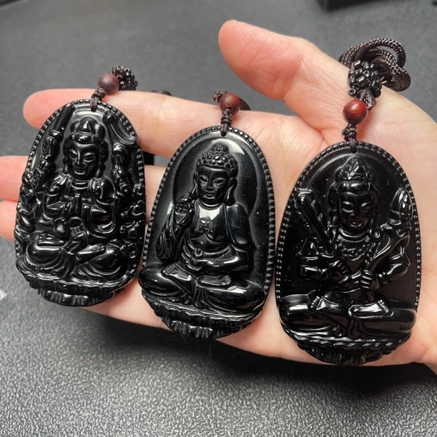 天然黑曜石守护神挂件（随机发一件）
