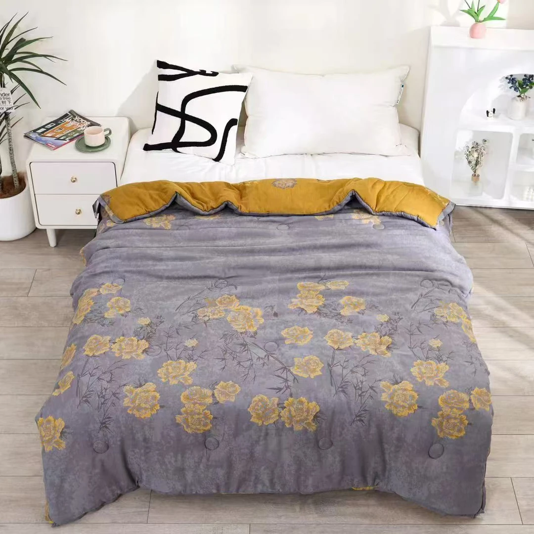 【1.5米花好月圆】1.5米*2米纯棉双层纱春秋被AB可机洗加厚冬季棉被