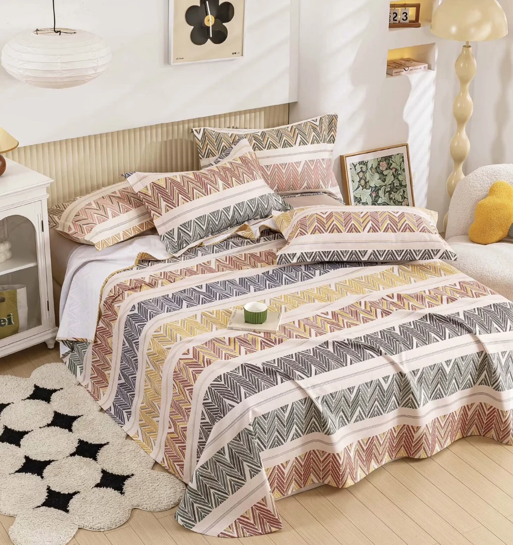 【美拉德】纯棉大尺寸三件套加厚鱼骨棉印花高端亲肤柔软精梳