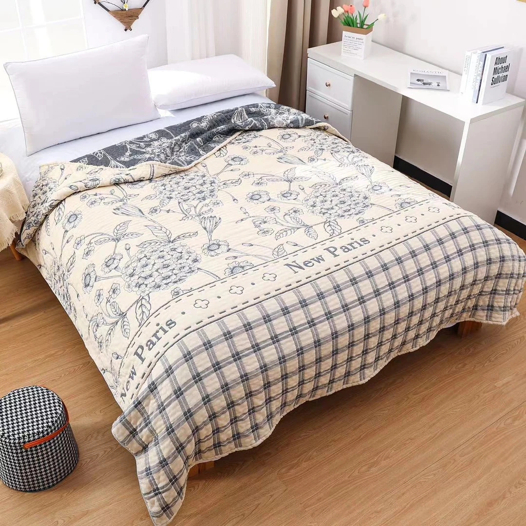 【花海】1.5米*2米多层纱布被可铺可盖 多层透气纱布被